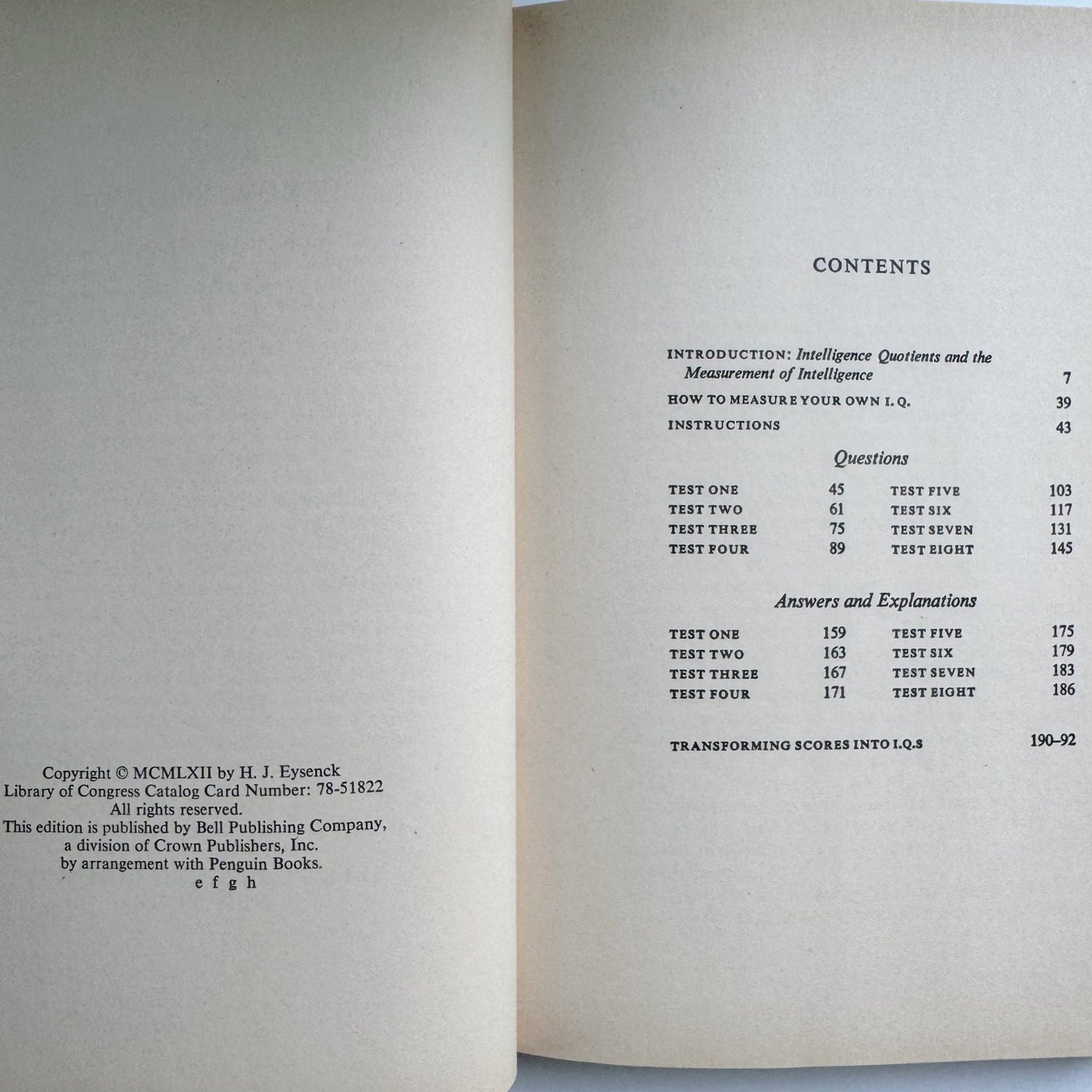 Know Your Own I.Q., 1962 IQ Testing Question Hardcover - Pretty Old Books