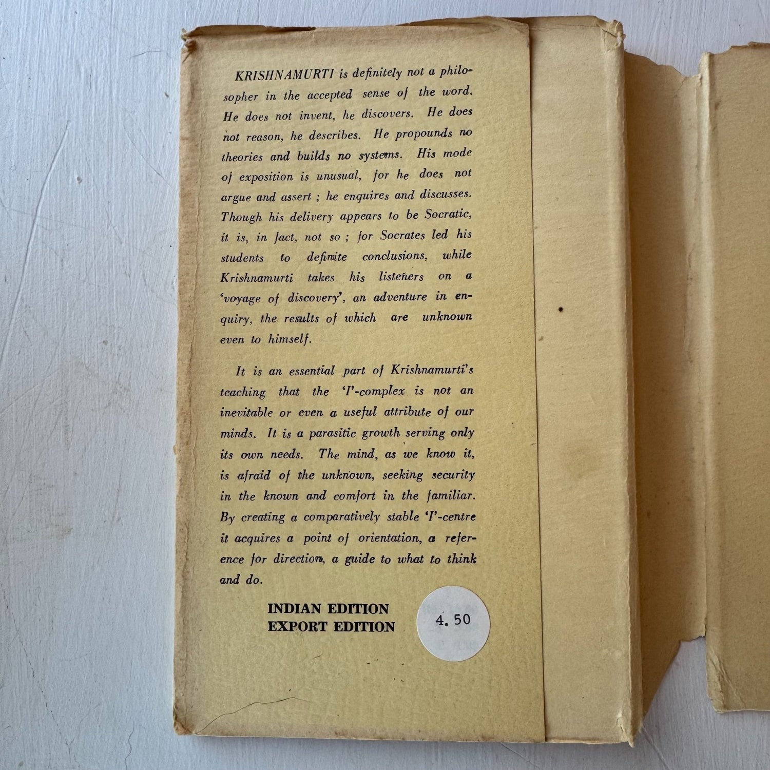 Krishnamurti and the Texture of Reality, A.D. Dhopeshwarkar, 1973 Hardcover Indian Export Edition - Pretty Old Books