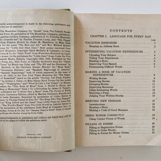 Language Journeys, Wide Roads, 1938 School Book - Pretty Old Books