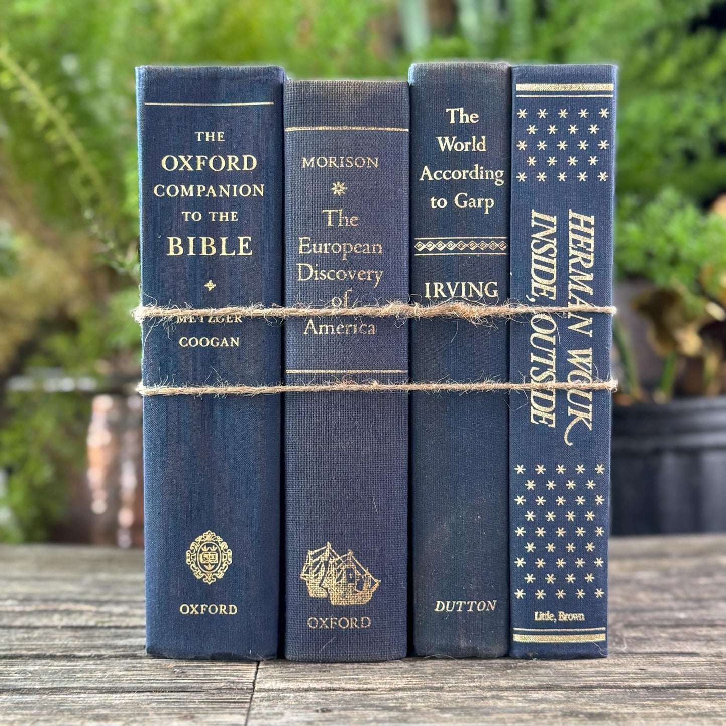 Large Navy Blue Mid Century Literary Hardcover Book Bundle for Shelf Styling - Pretty Old Books