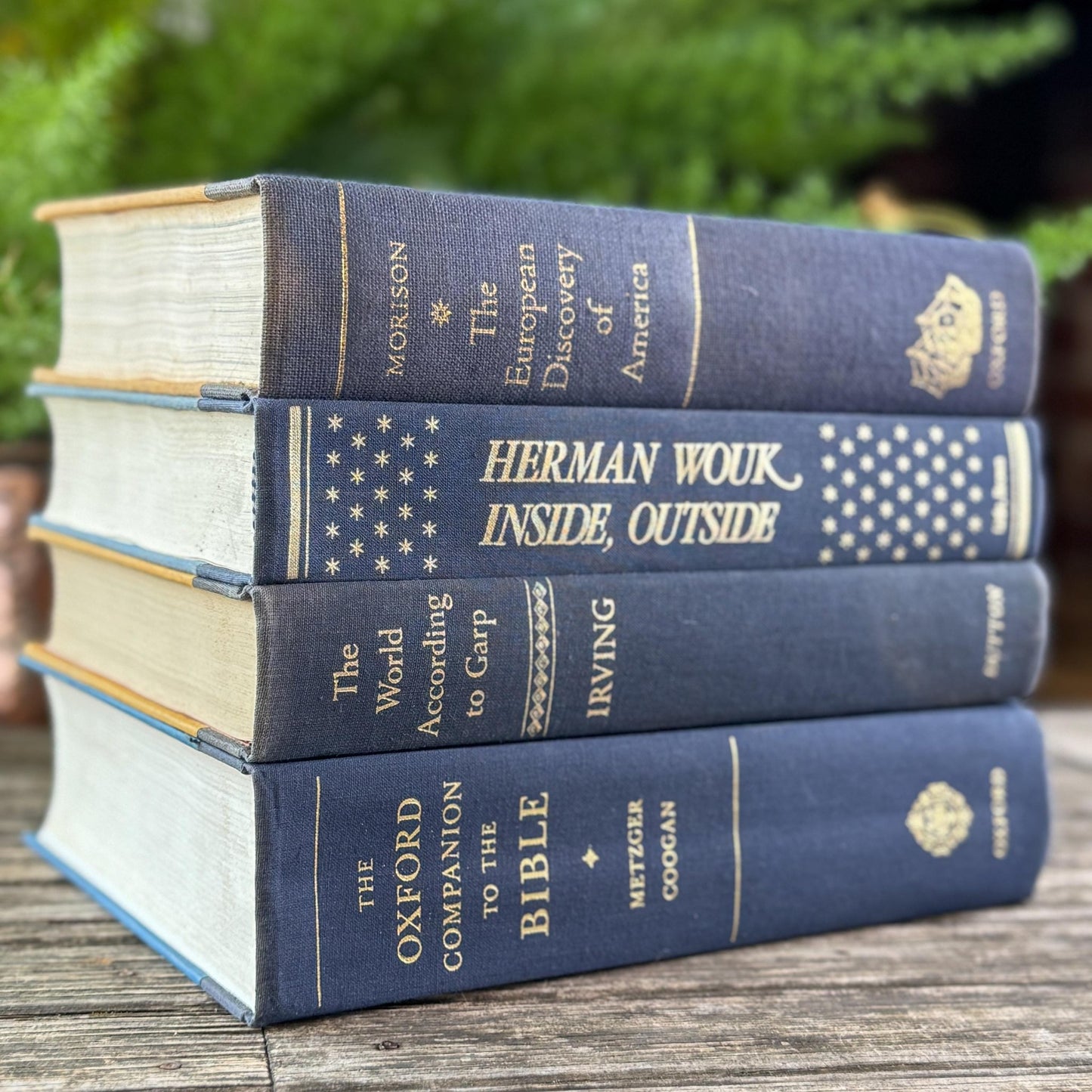 Large Navy Blue Mid Century Literary Hardcover Book Bundle for Shelf Styling - Pretty Old Books