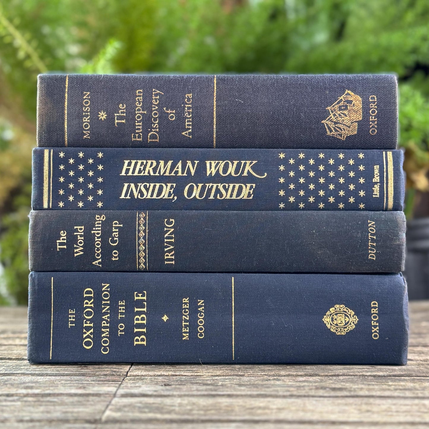 Large Navy Blue Mid Century Literary Hardcover Book Bundle for Shelf Styling - Pretty Old Books