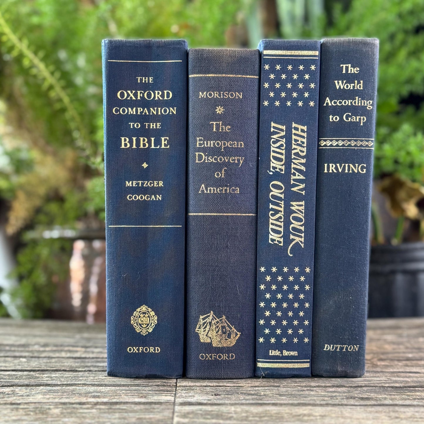 Large Navy Blue Mid Century Literary Hardcover Book Bundle for Shelf Styling - Pretty Old Books