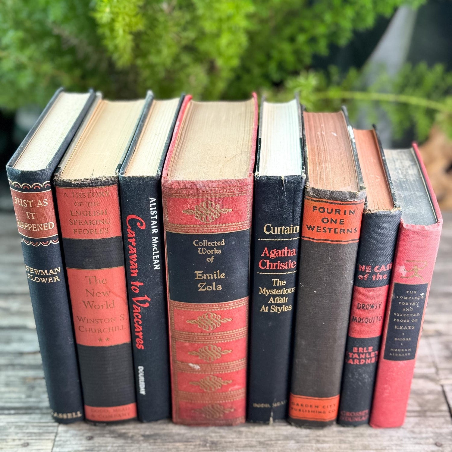 Large Red, Black, and Gold Ornate Decorative Book Bundle - Pretty Old Books