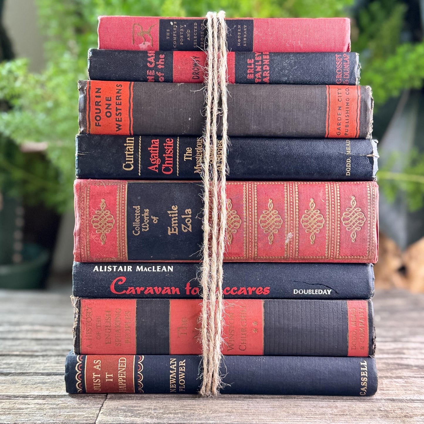 Large Red, Black, and Gold Ornate Decorative Book Bundle - Pretty Old Books