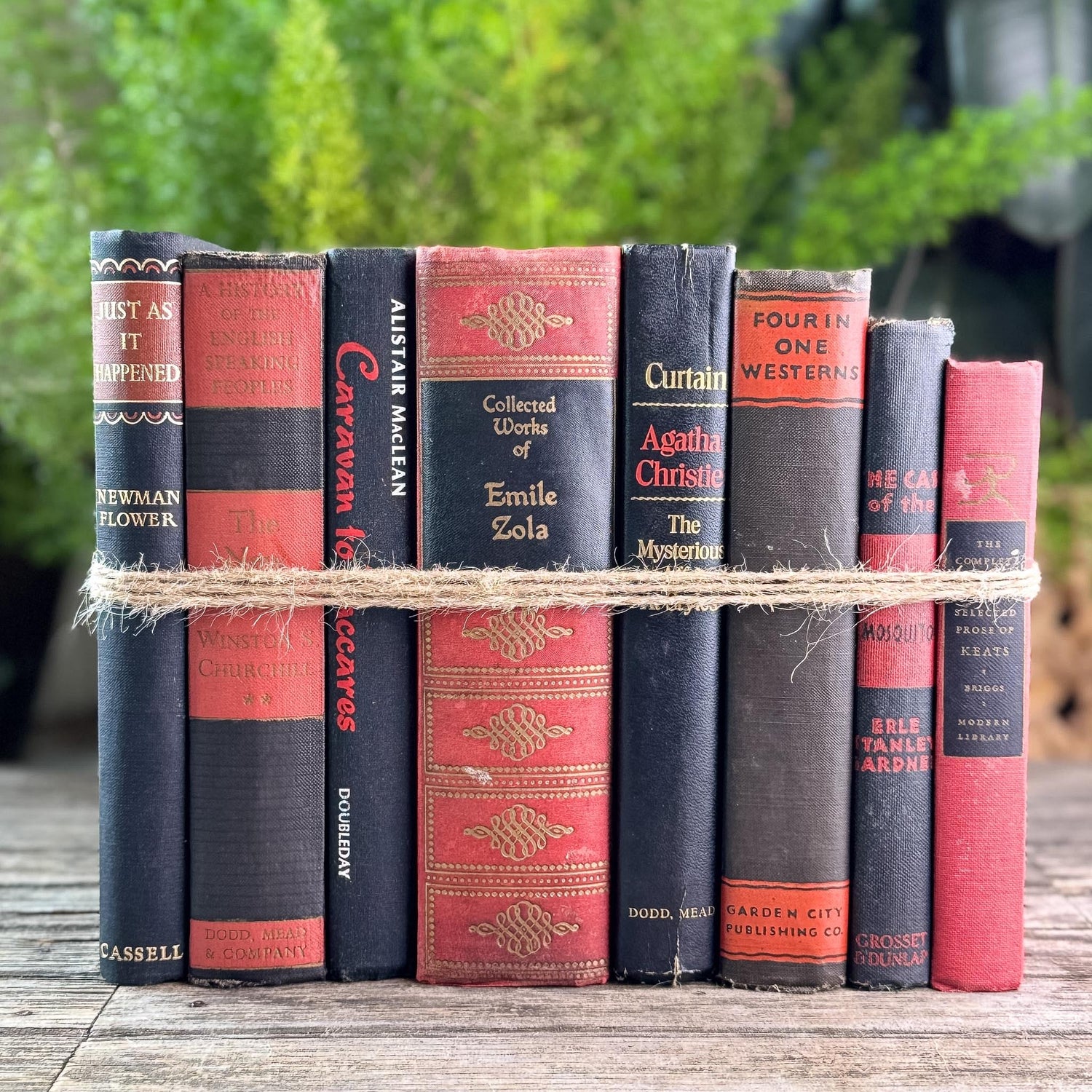 Large Red, Black, and Gold Ornate Decorative Book Bundle - Pretty Old Books