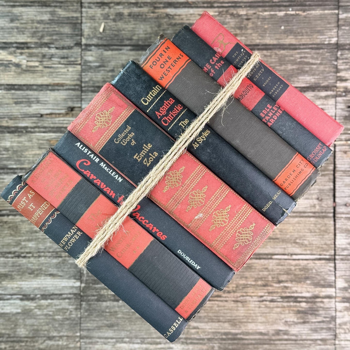 Large Red, Black, and Gold Ornate Decorative Book Bundle - Pretty Old Books