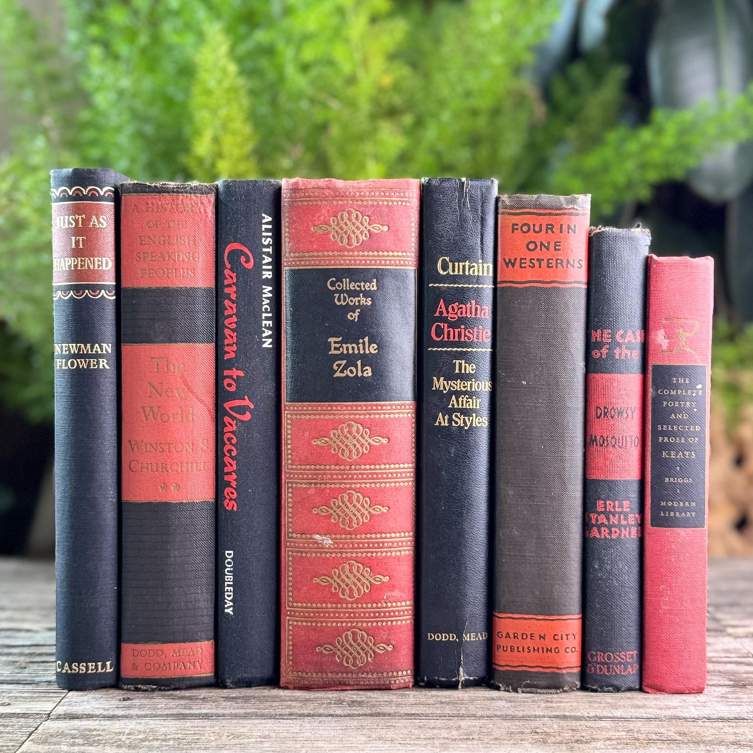 Large Red, Black, and Gold Ornate Decorative Book Bundle - Pretty Old Books