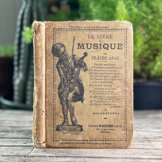 Le Livre de Musique, Claude Augé — French Canadian Music Method - Pretty Old Books