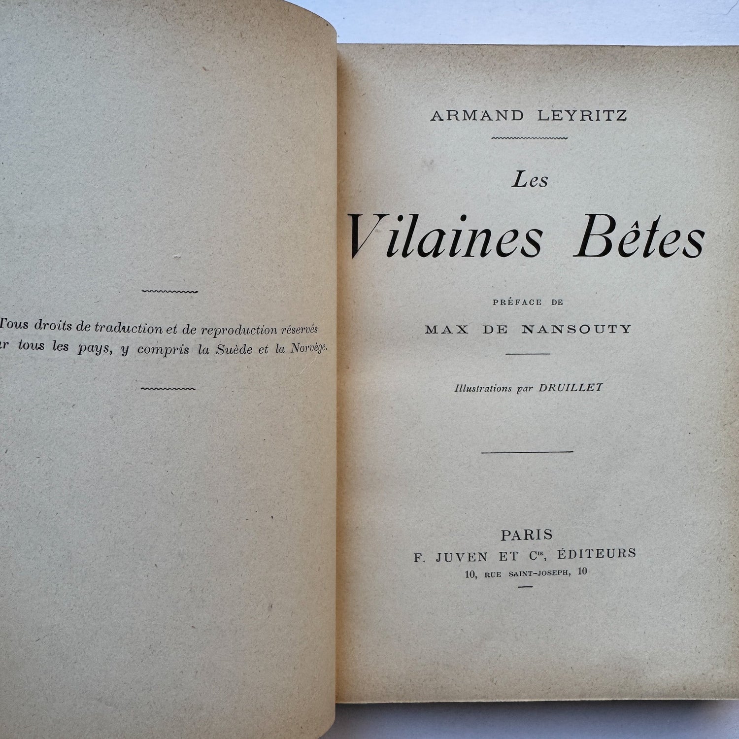 Les Vilaines Bêtes (The Nasty Beasts), Armand Leyritz, c.1890s, Illustrated French Natural History Book - Pretty Old Books