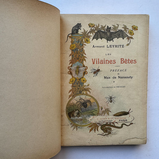 Les Vilaines Bêtes (The Nasty Beasts), Armand Leyritz, c.1890s, Illustrated French Natural History Book - Pretty Old Books