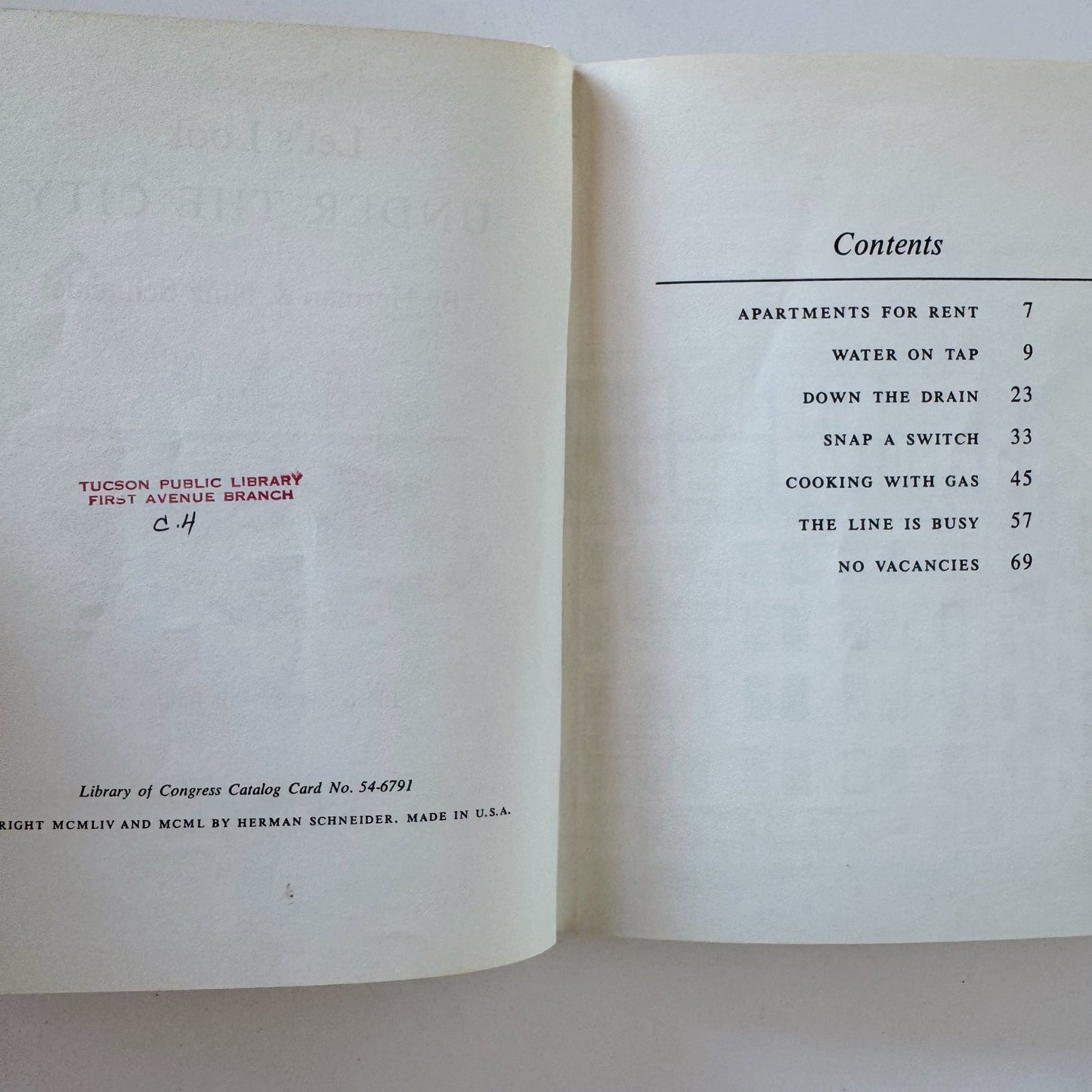 Let's Look Under the City, Herman and Nina Schneider, 1954, Illustrated Children's Book - Pretty Old Books