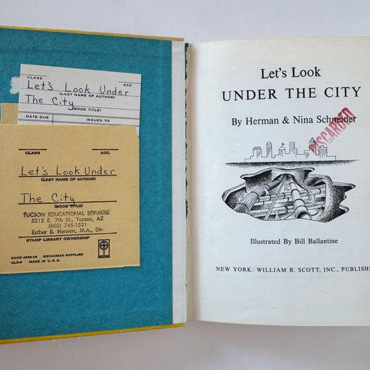 Let's Look Under the City, Herman and Nina Schneider, 1954, Illustrated Children's Book - Pretty Old Books