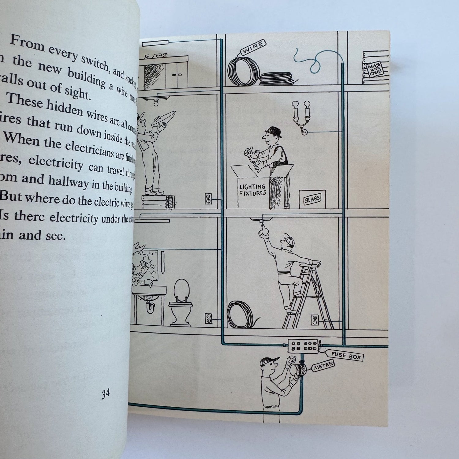 Let's Look Under the City, Herman and Nina Schneider, 1954, Illustrated Children's Book - Pretty Old Books