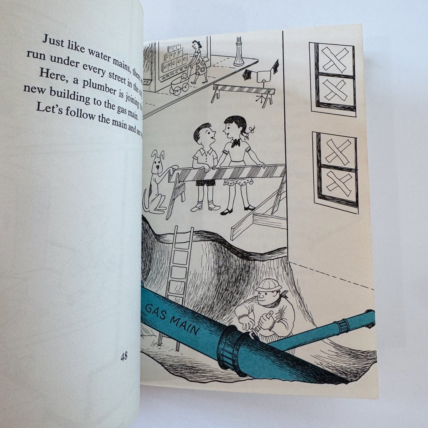 Let's Look Under the City, Herman and Nina Schneider, 1954, Illustrated Children's Book - Pretty Old Books