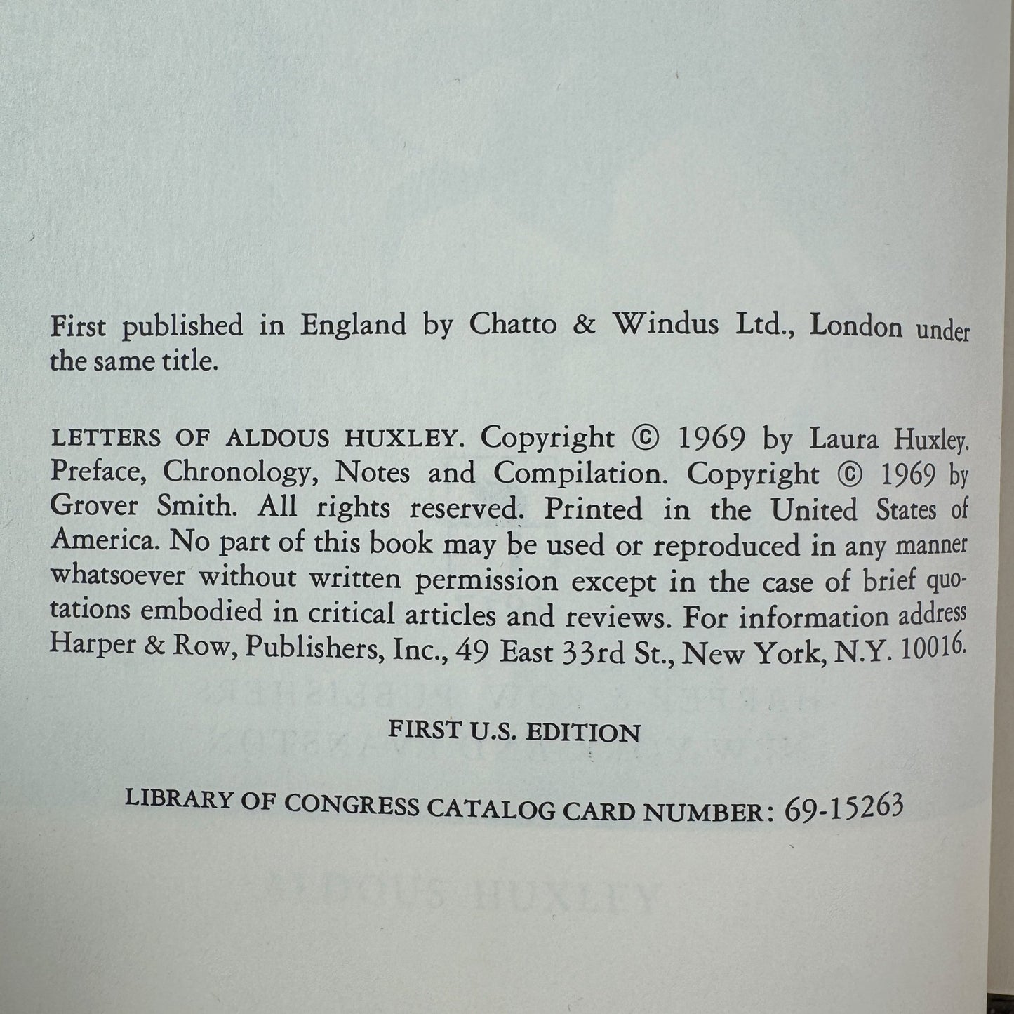 Letters of Aldous Huxley, Edited by Grover Smith, 1969 First U.S. Edition - Pretty Old Books
