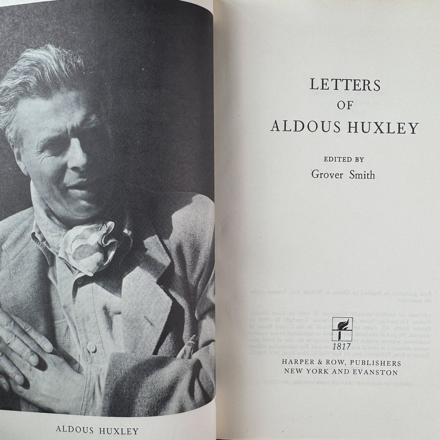 Letters of Aldous Huxley, Edited by Grover Smith, 1969 First U.S. Edition - Pretty Old Books