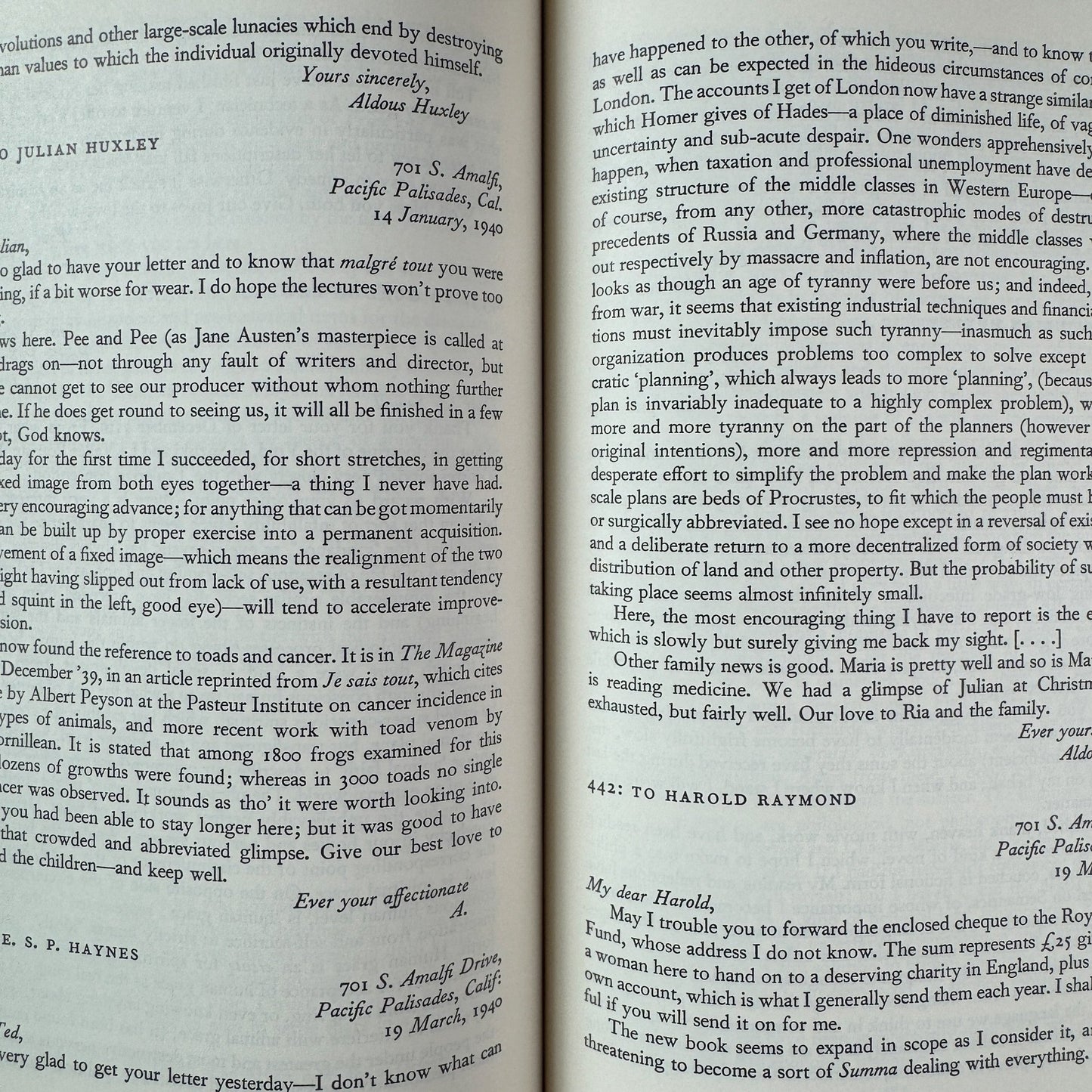 Letters of Aldous Huxley, Edited by Grover Smith, 1969 First U.S. Edition - Pretty Old Books