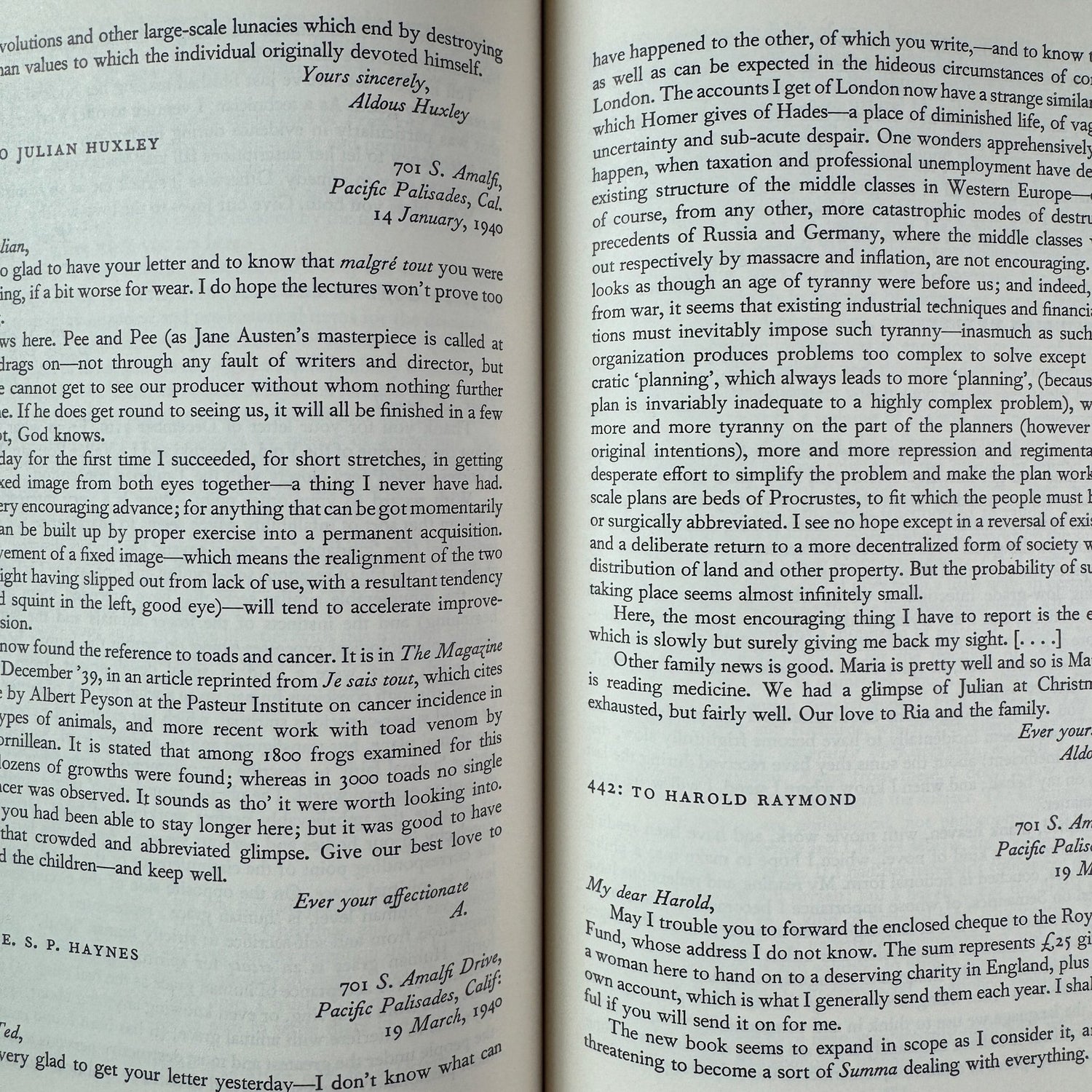 Letters of Aldous Huxley, Edited by Grover Smith, 1969 First U.S. Edition - Pretty Old Books