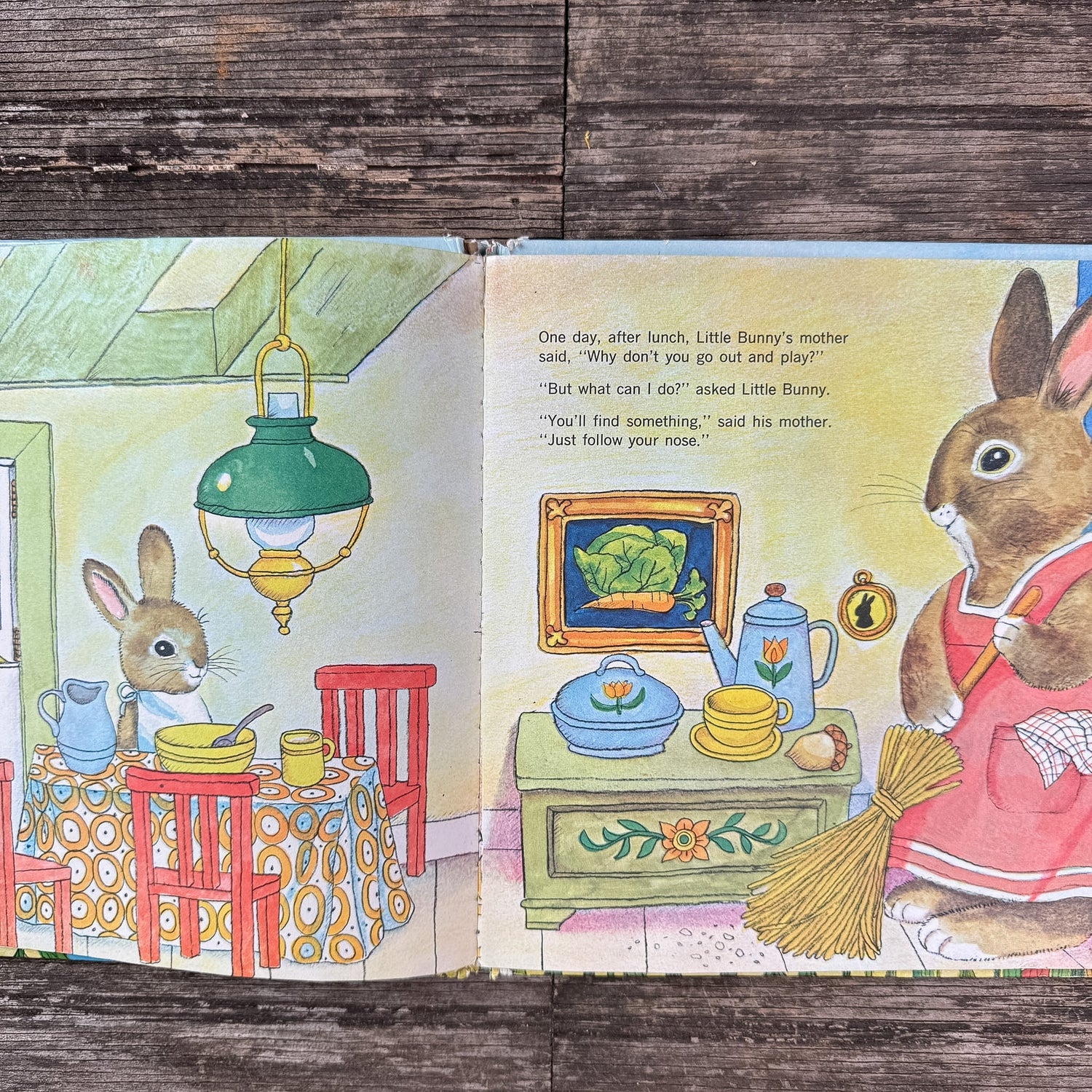 Little Bunny Follows His Nose, Katherine Howard, 1971 Scratch & Sniff - Pretty Old Books
