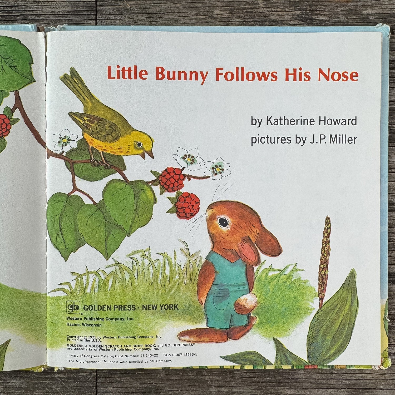 Little Bunny Follows His Nose, Katherine Howard, 1971 Scratch & Sniff - Pretty Old Books