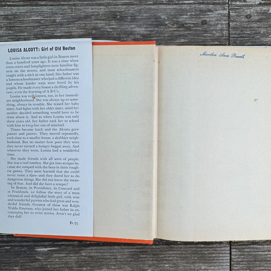 Louisa Alcott: Girl of Old Boston, Childhood of Famous Americans, 1943, Hardcover - Pretty Old Books