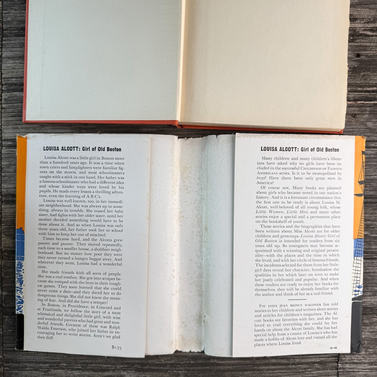 Louisa Alcott: Girl of Old Boston, Jean Brown Wagoner, 1943, Childhood of Famous Americans Series - Pretty Old Books
