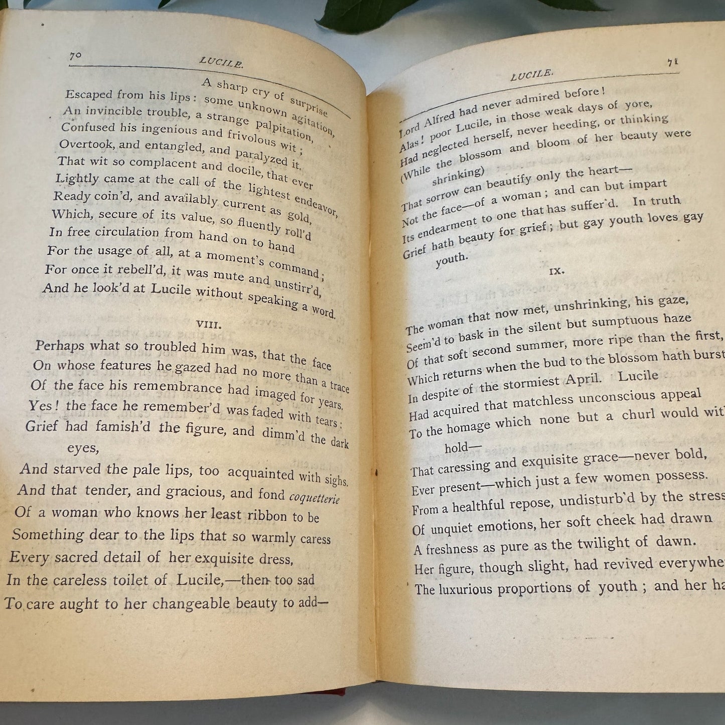 Lucile, Owen Meredith, 1880, Red Antique Ornate Hardcover - Pretty Old Books
