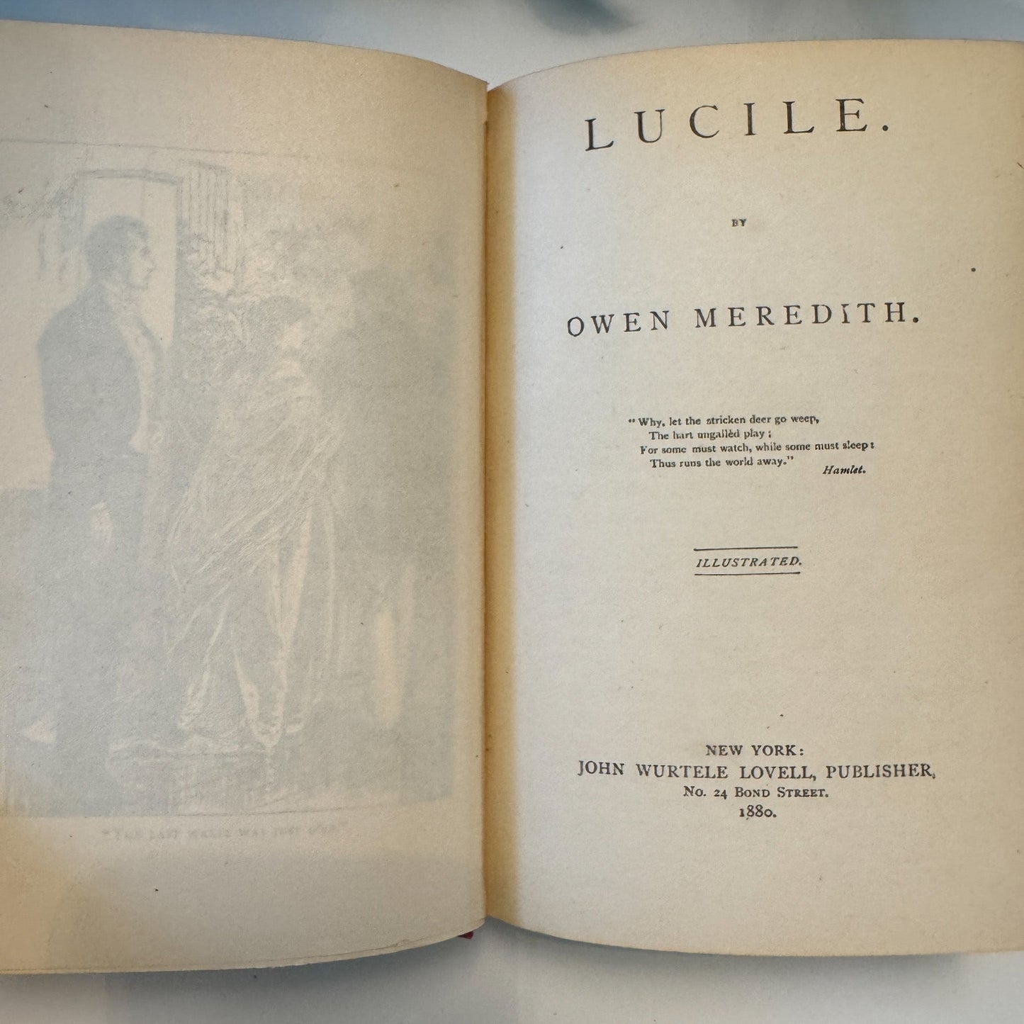 Lucile, Owen Meredith, 1880, Red Antique Ornate Hardcover - Pretty Old Books