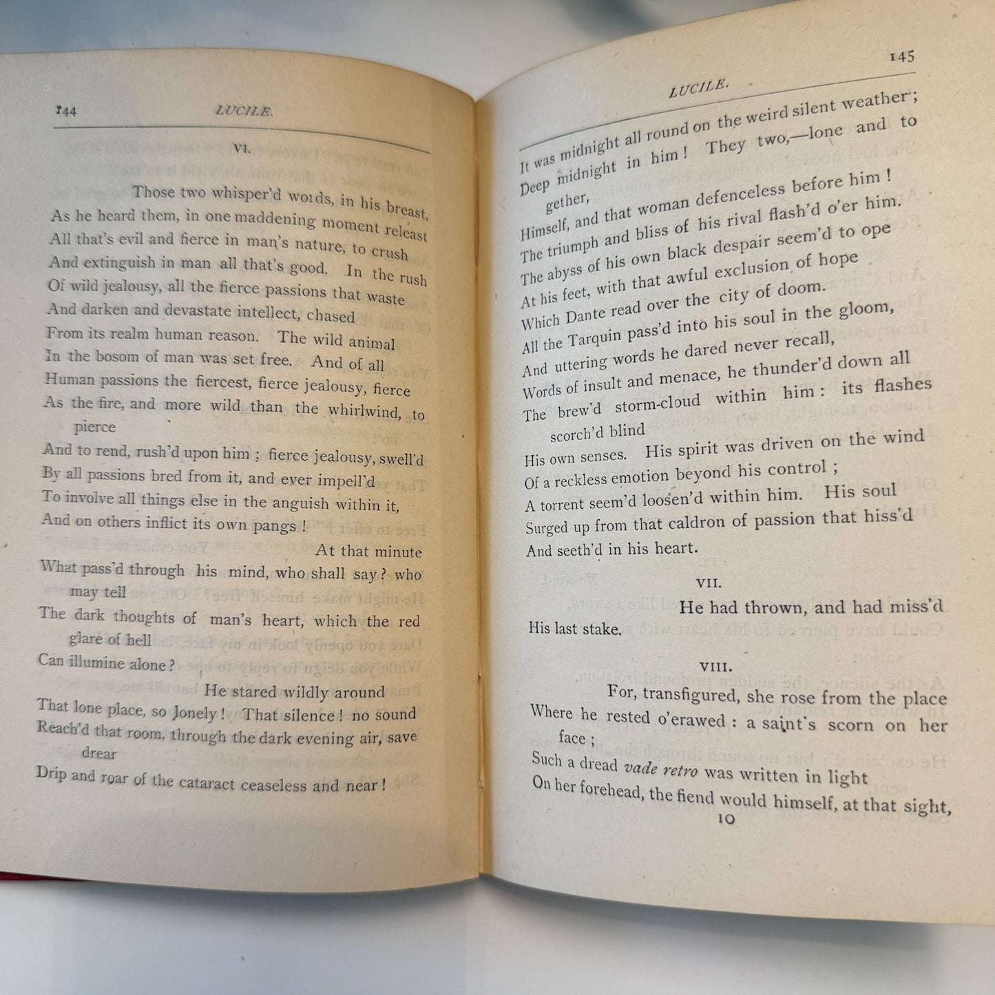 Lucile, Owen Meredith, 1880, Red Antique Ornate Hardcover - Pretty Old Books