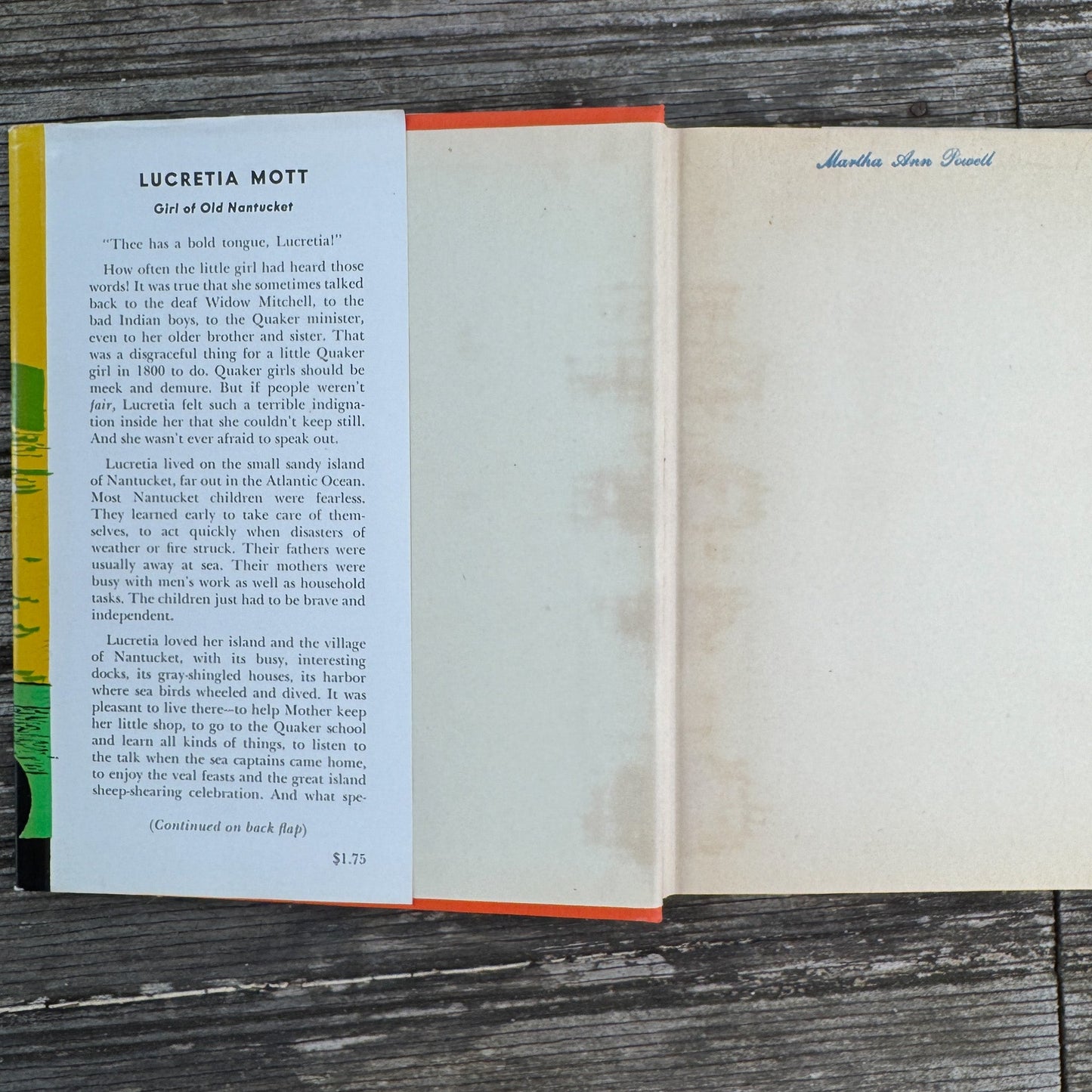 Lucretia Mott: Girl of Old Nantucket, Childhood of Famous Americans, 1951, Hardcover - Pretty Old Books
