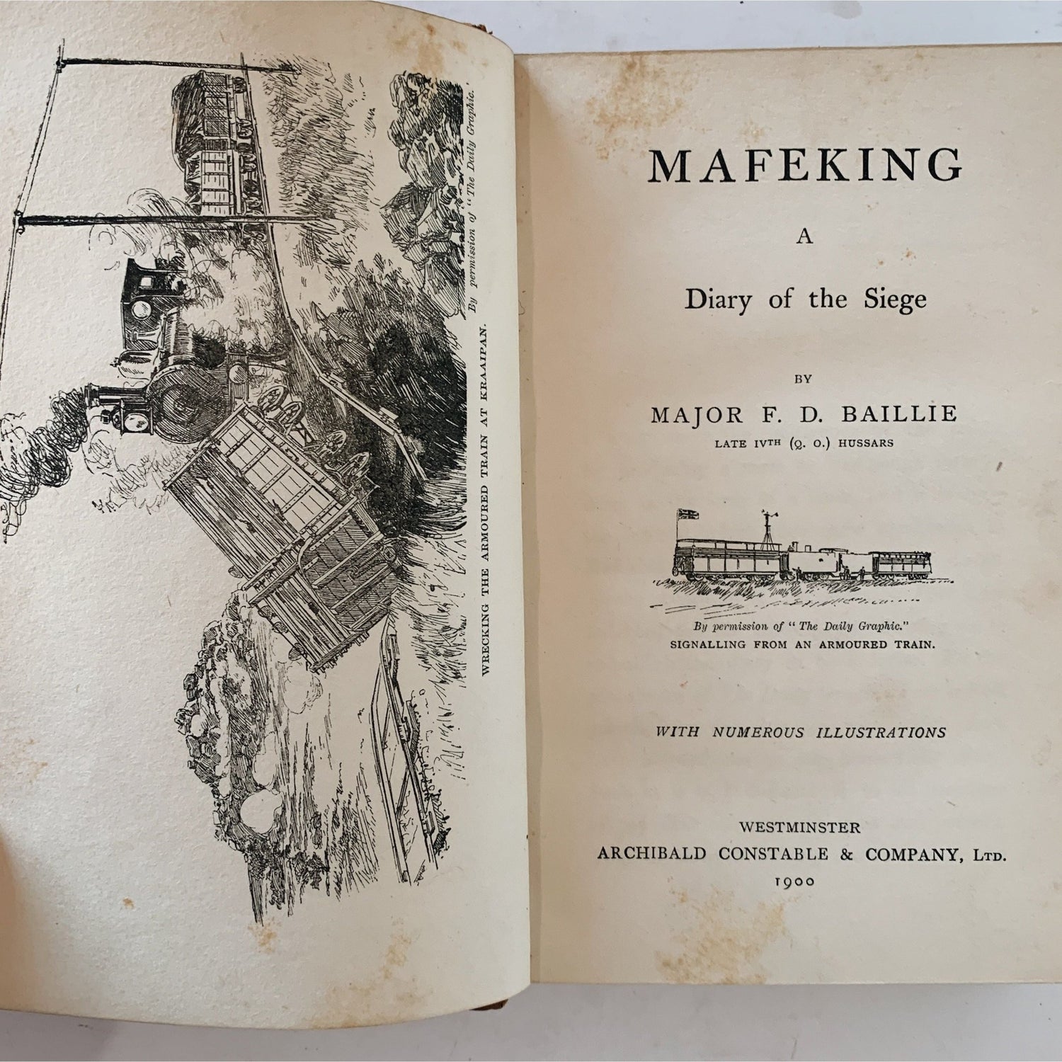 Mafeking: A Diary of the Siege, Major F D Baillie, Illustrated, 1900, Leather Bound - Pretty Old Books
