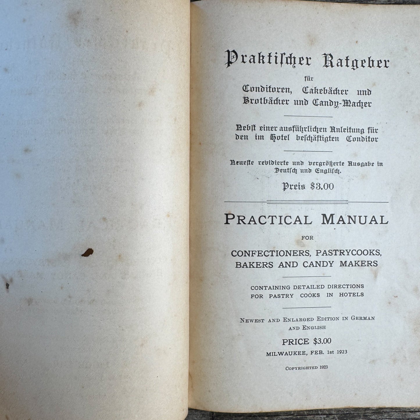 Malzbender's Practical Recipe Book, German/English, Mathew Malzbender, 1923 - Pretty Old Books