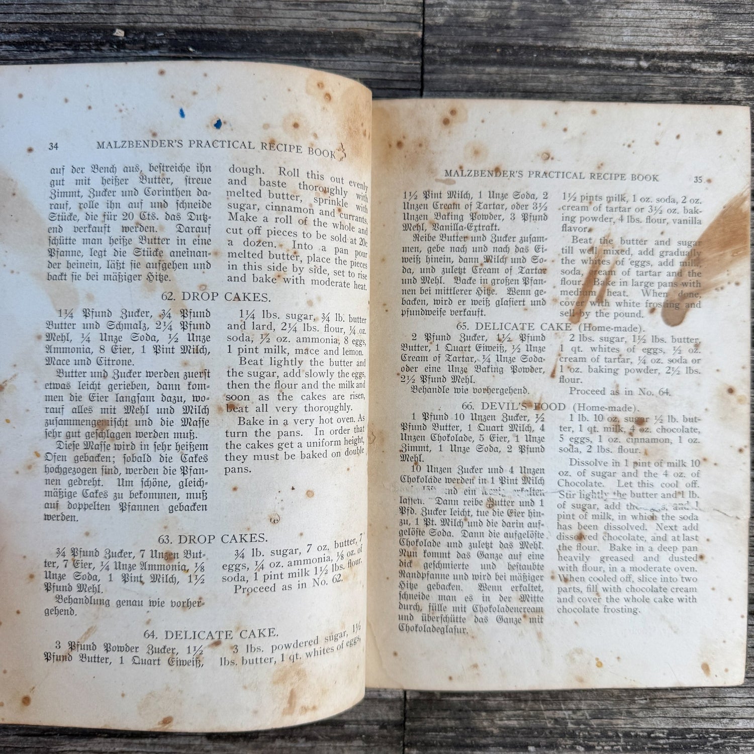 Malzbender's Practical Recipe Book, German/English, Mathew Malzbender, 1923 - Pretty Old Books