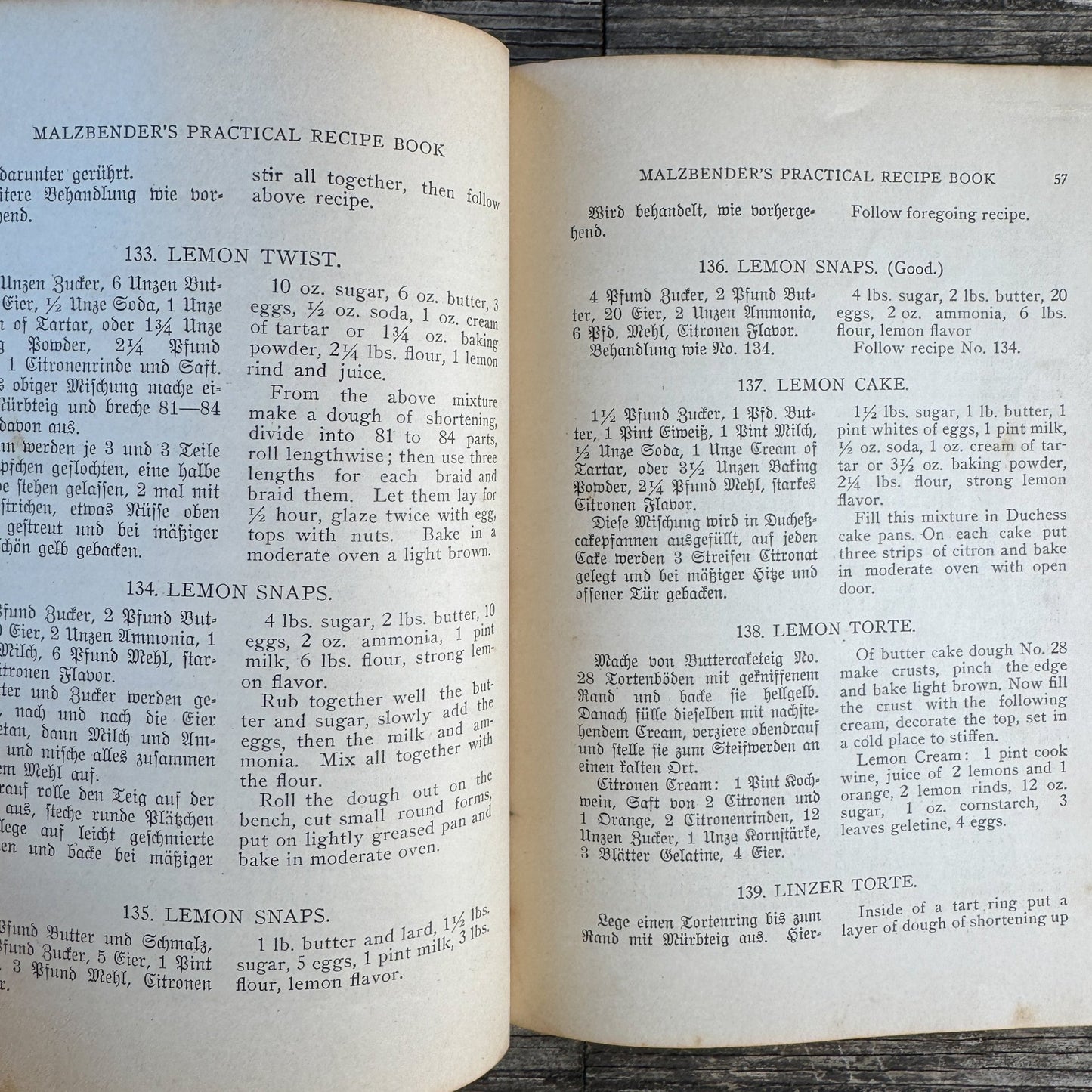 Malzbender's Practical Recipe Book, German/English, Mathew Malzbender, 1923 - Pretty Old Books
