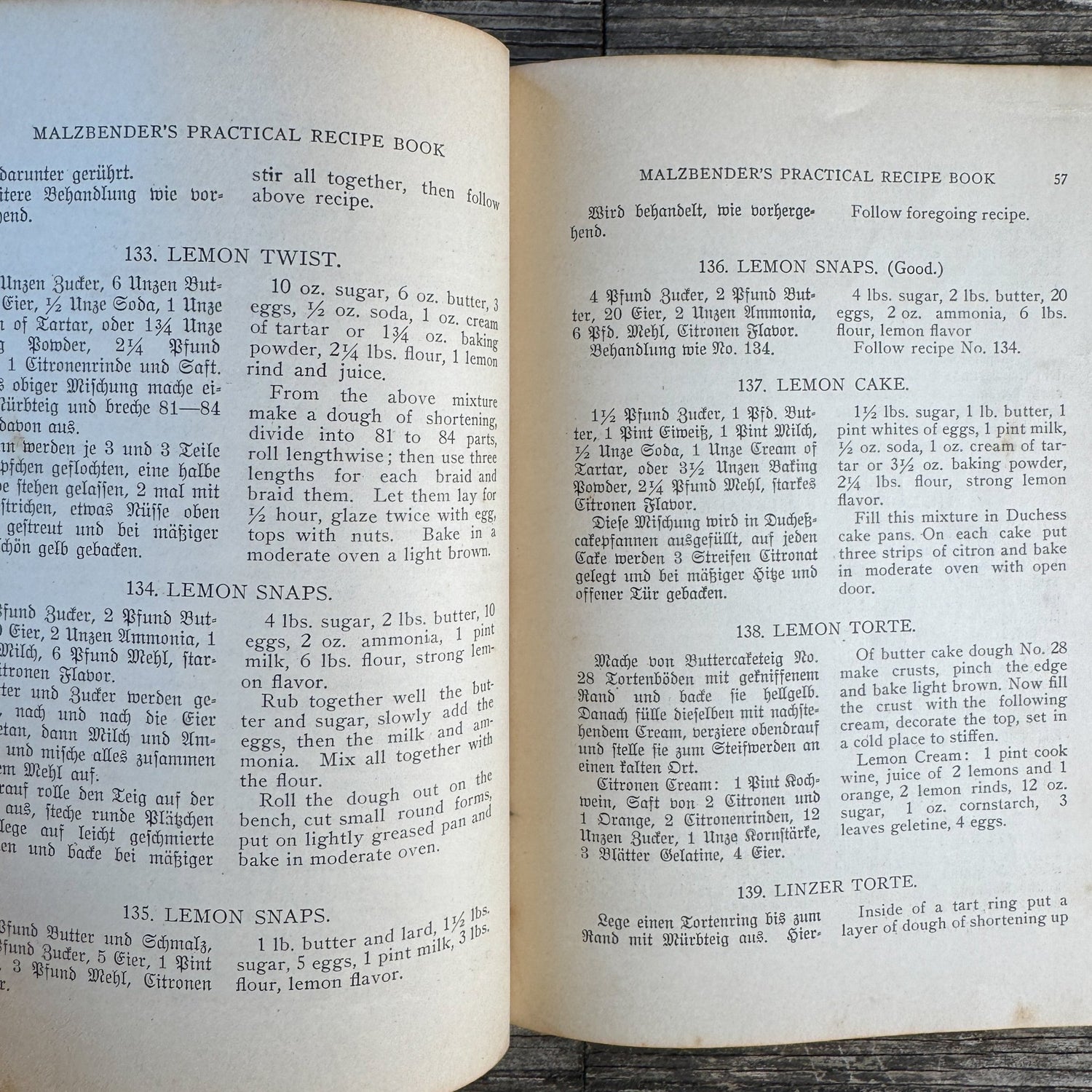 Malzbender's Practical Recipe Book, German/English, Mathew Malzbender, 1923 - Pretty Old Books