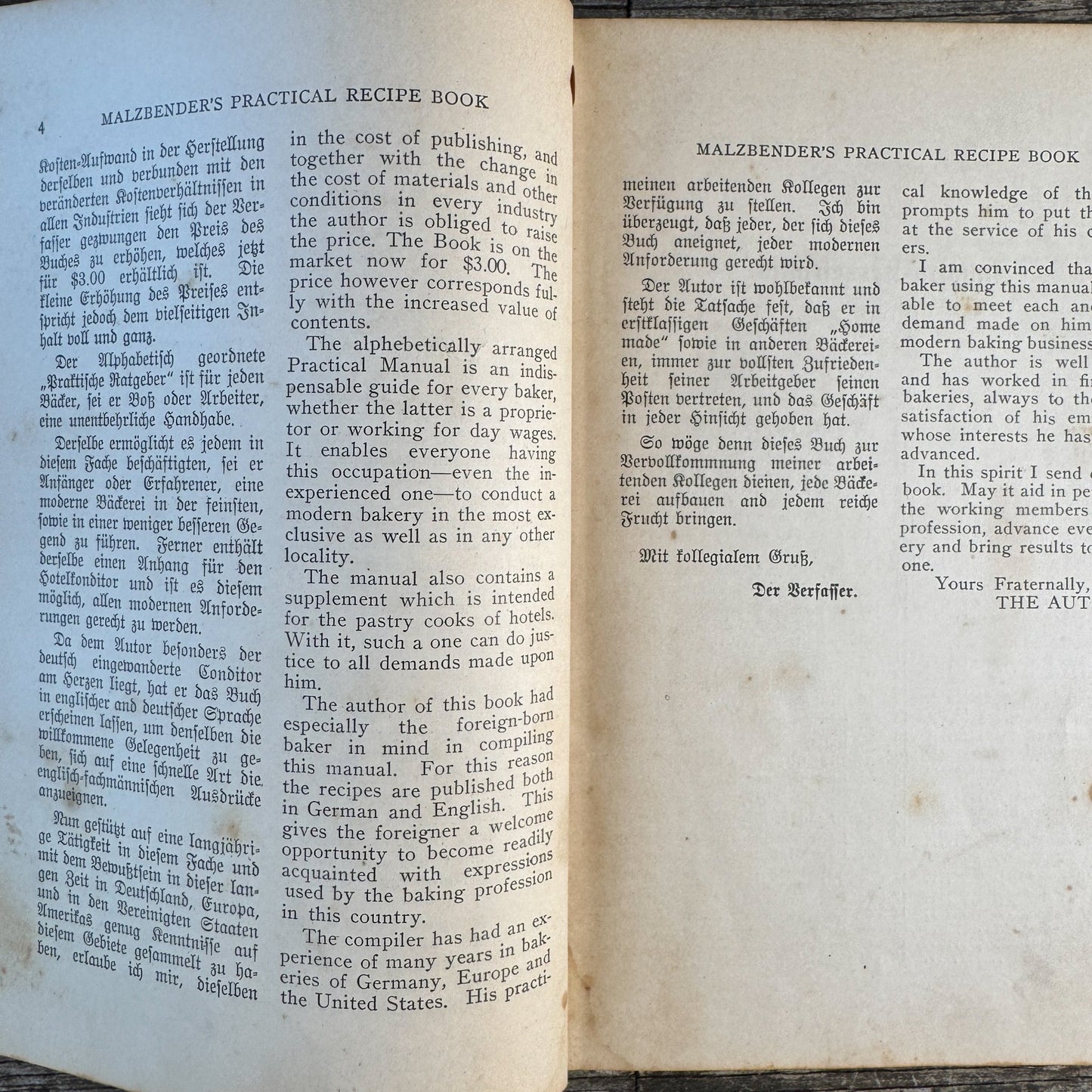 Malzbender's Practical Recipe Book, German/English, Mathew Malzbender, 1923 - Pretty Old Books