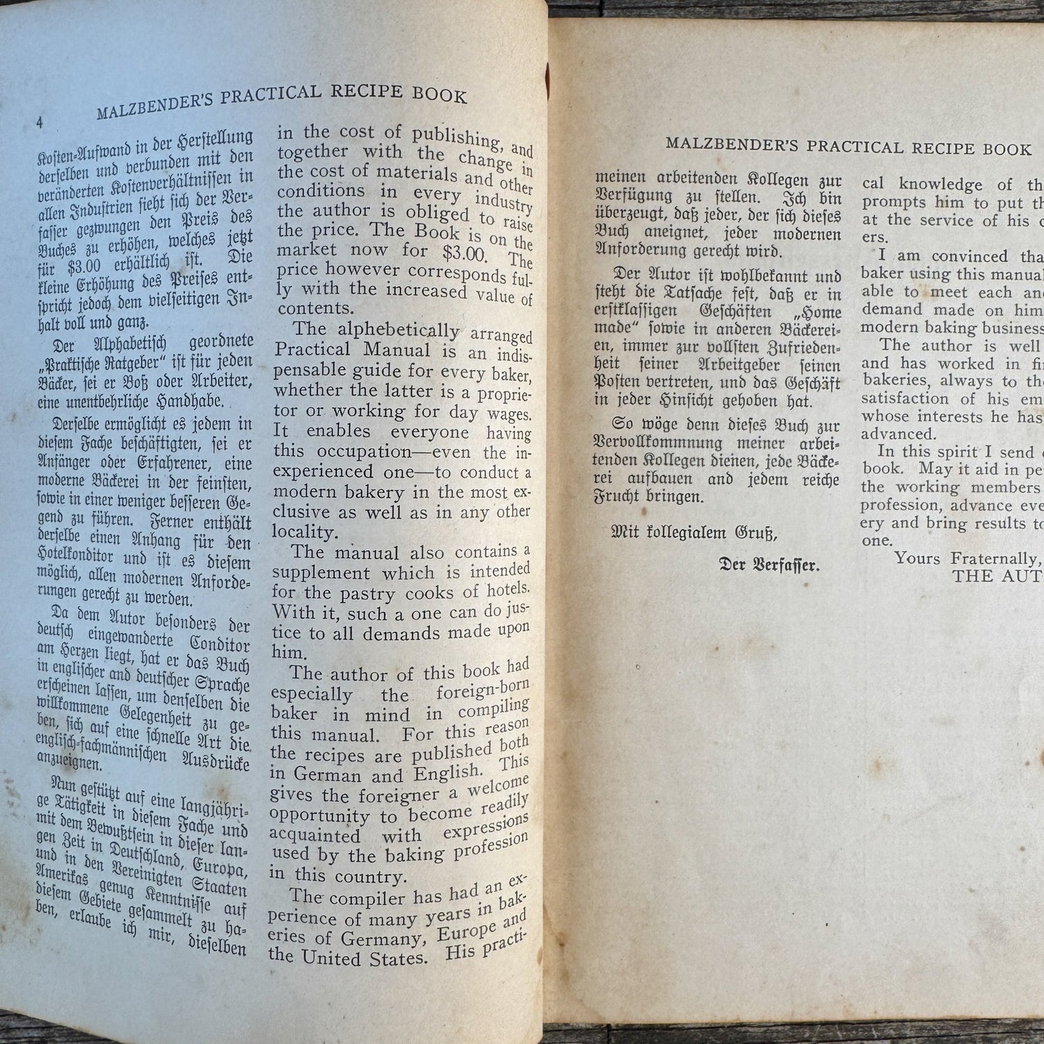 Malzbender's Practical Recipe Book, German/English, Mathew Malzbender, 1923 - Pretty Old Books