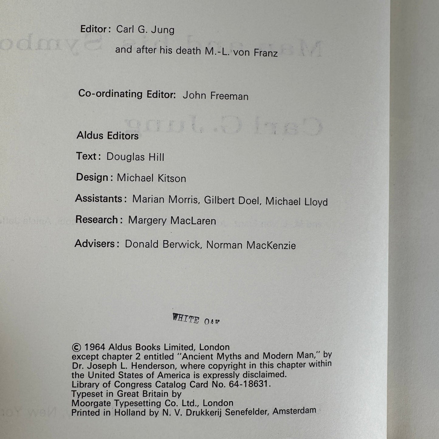 Man and His Symbols by Carl G. Jung, 1964 Book Club Edition - Pretty Old Books