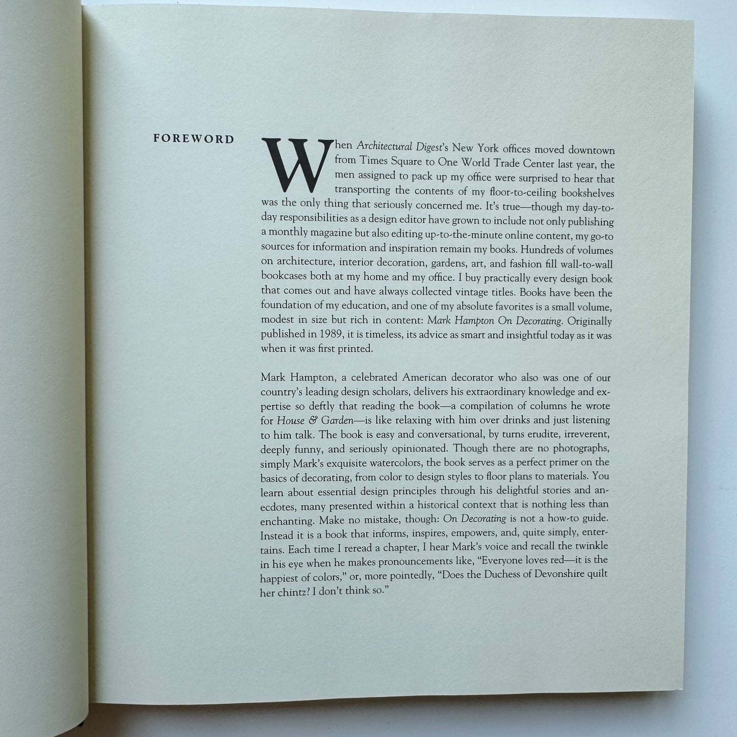 Mark Hampton on Decorating, Expanded Edition, 2015 Hardcover - Pretty Old Books