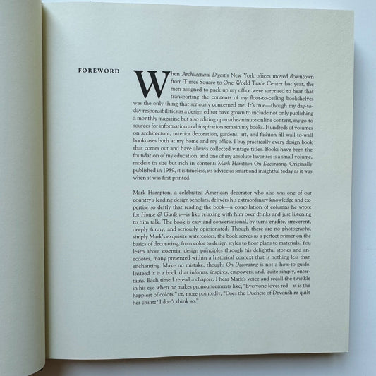 Mark Hampton on Decorating, Expanded Edition, 2015 Hardcover - Pretty Old Books