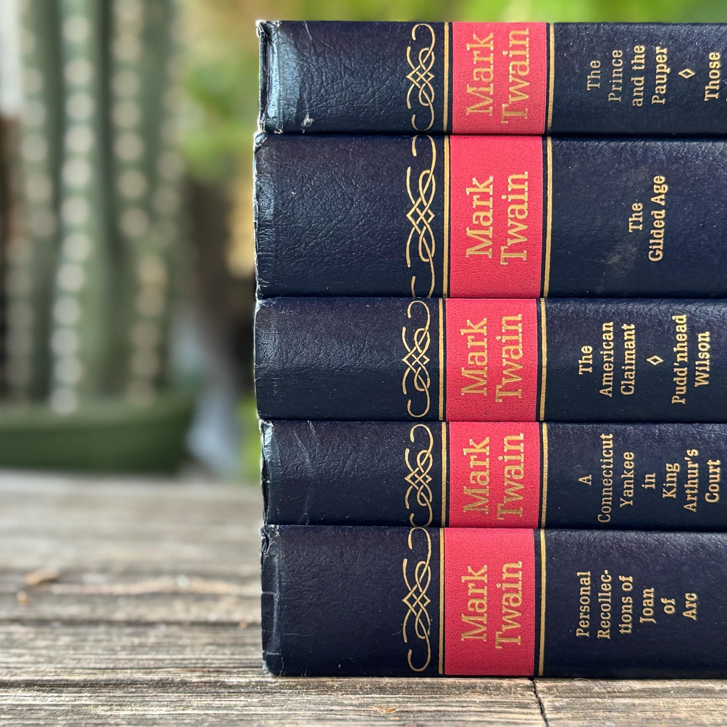 Mark Twain Set of Blue and Red Mid Century Nelson Doubleday Set - Pretty Old Books