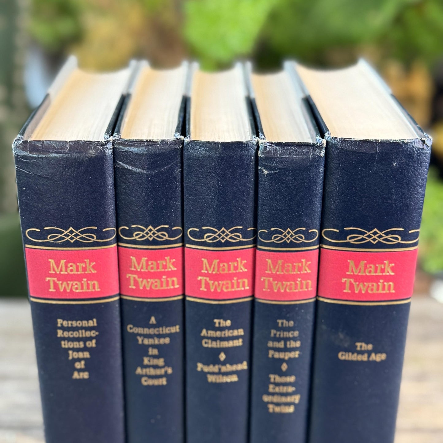 Mark Twain Set of Blue and Red Mid Century Nelson Doubleday Set - Pretty Old Books