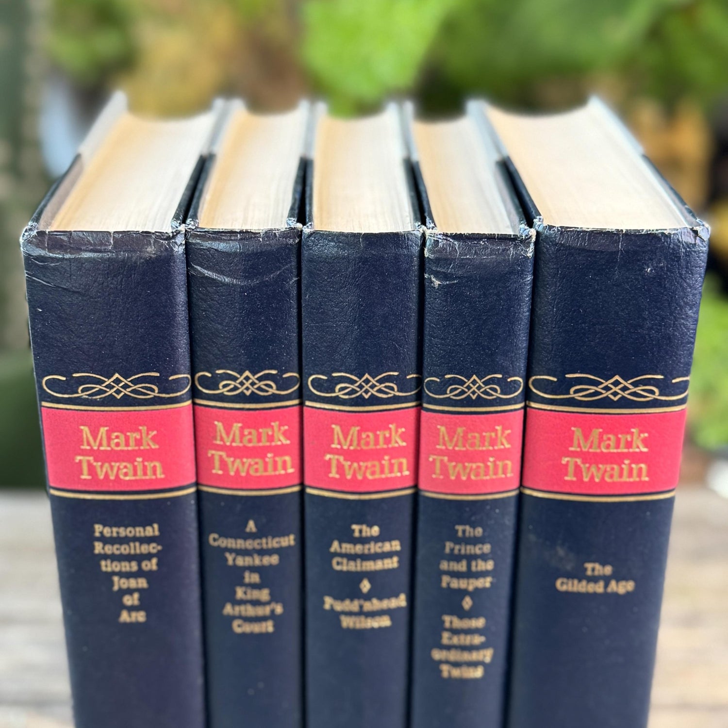 Mark Twain Set of Blue and Red Mid Century Nelson Doubleday Set - Pretty Old Books