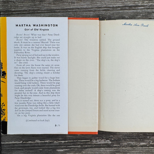 Martha Washington, Girl of Old Virginia, Childhood of Famous Americans, 1947, Hardcover - Pretty Old Books