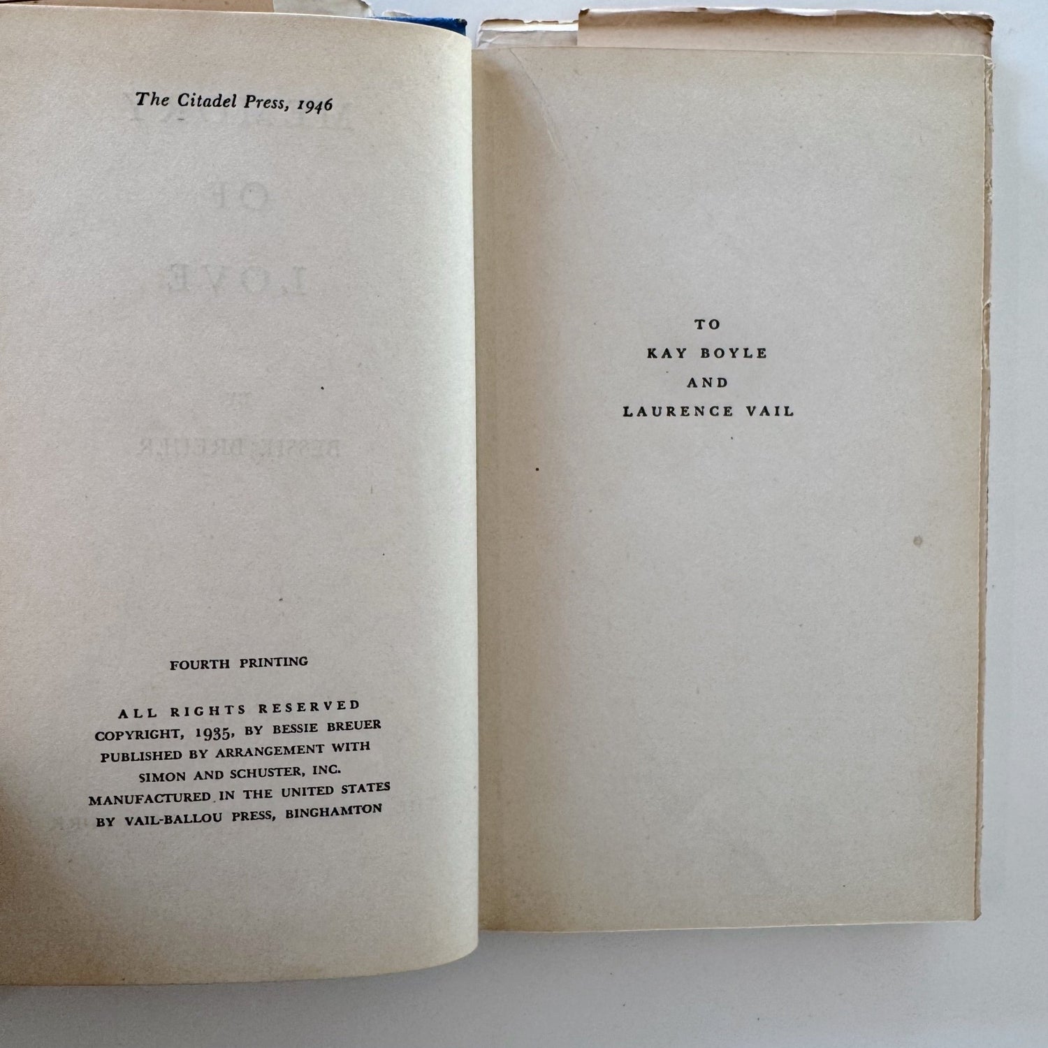 Memory of Love, Bessie Breuer, Hardcover 1946 Rare - Pretty Old Books