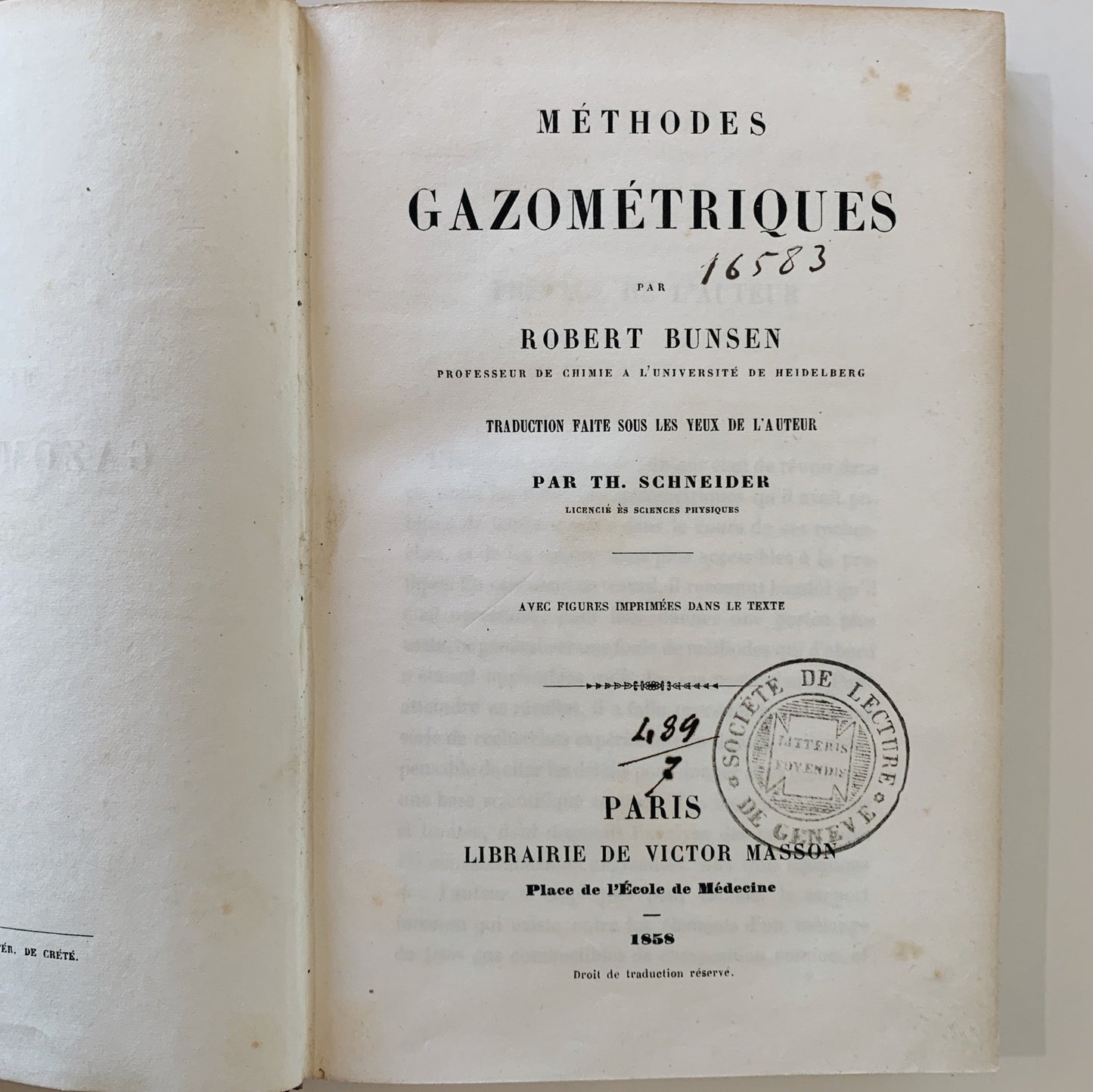 Methodes Gazometriques, Robert Bunsen, 1858, Illustrated, Rare - Pretty Old Books
