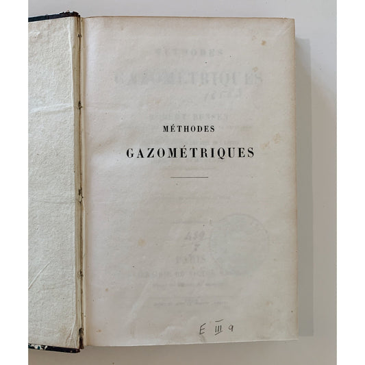 Methodes Gazometriques, Robert Bunsen, 1858, Illustrated, Rare - Pretty Old Books