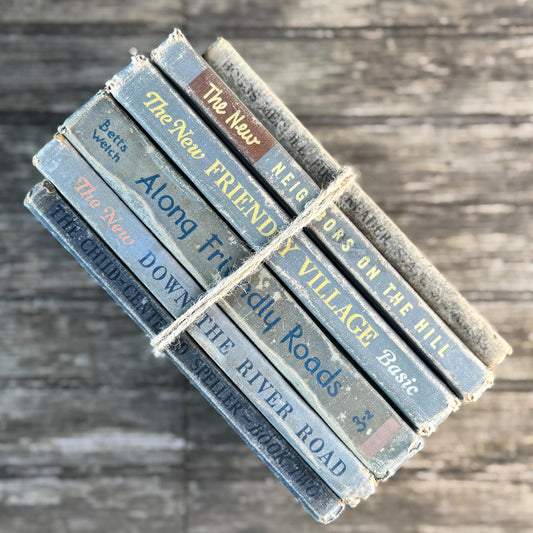 Mid Century English Blue School Book Bundle with Alice and Jerry - Pretty Old Books