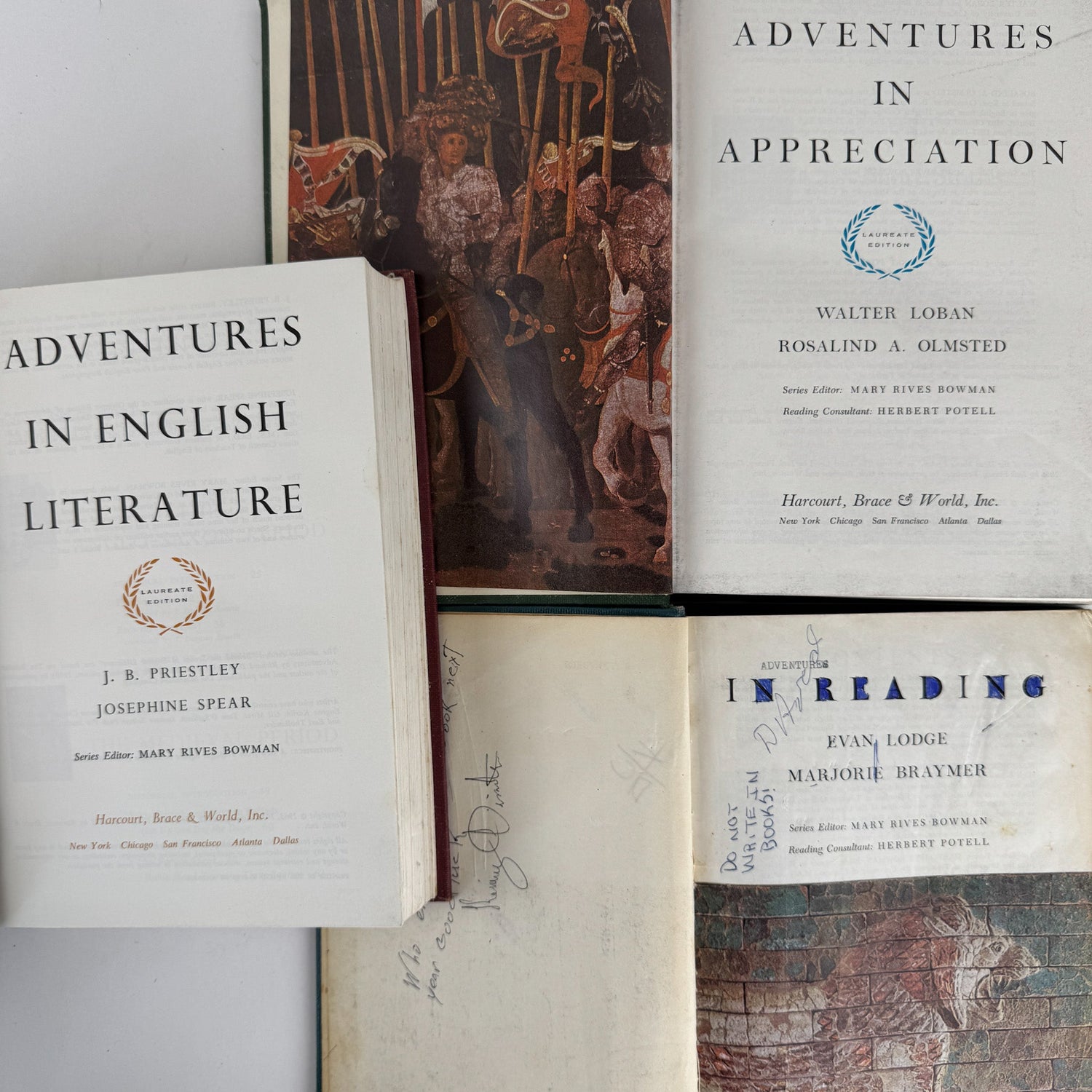 Mid Century English School Book Set, Laureate Editions, Adventures in English - Pretty Old Books